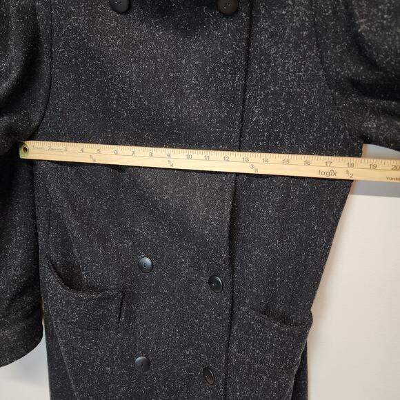 Vintage Maggie Lawrence Trench Coat Size 7/8 Dark Gray Leather Shoulders Wool - Picture 11 of 16